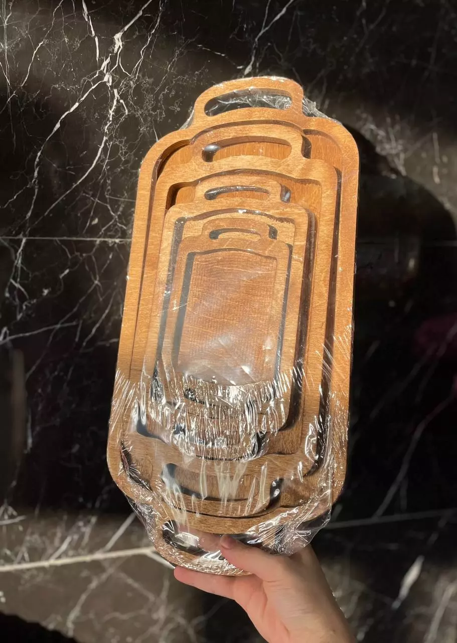 سینی ۴ تکه چوبی دسته دار ۴۶۲۷