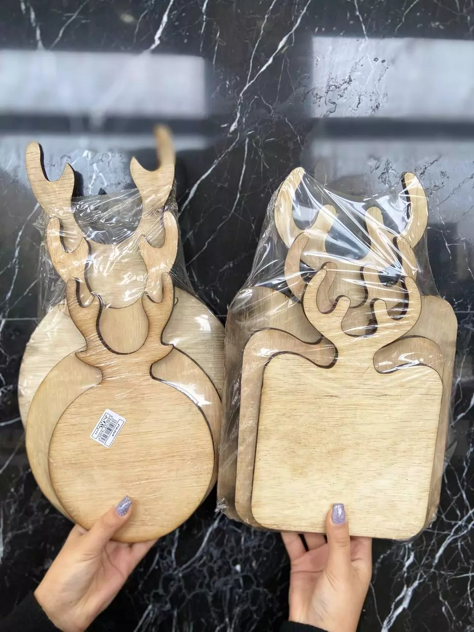 تخته سرو گوزن مربع و گرد سه تایی
