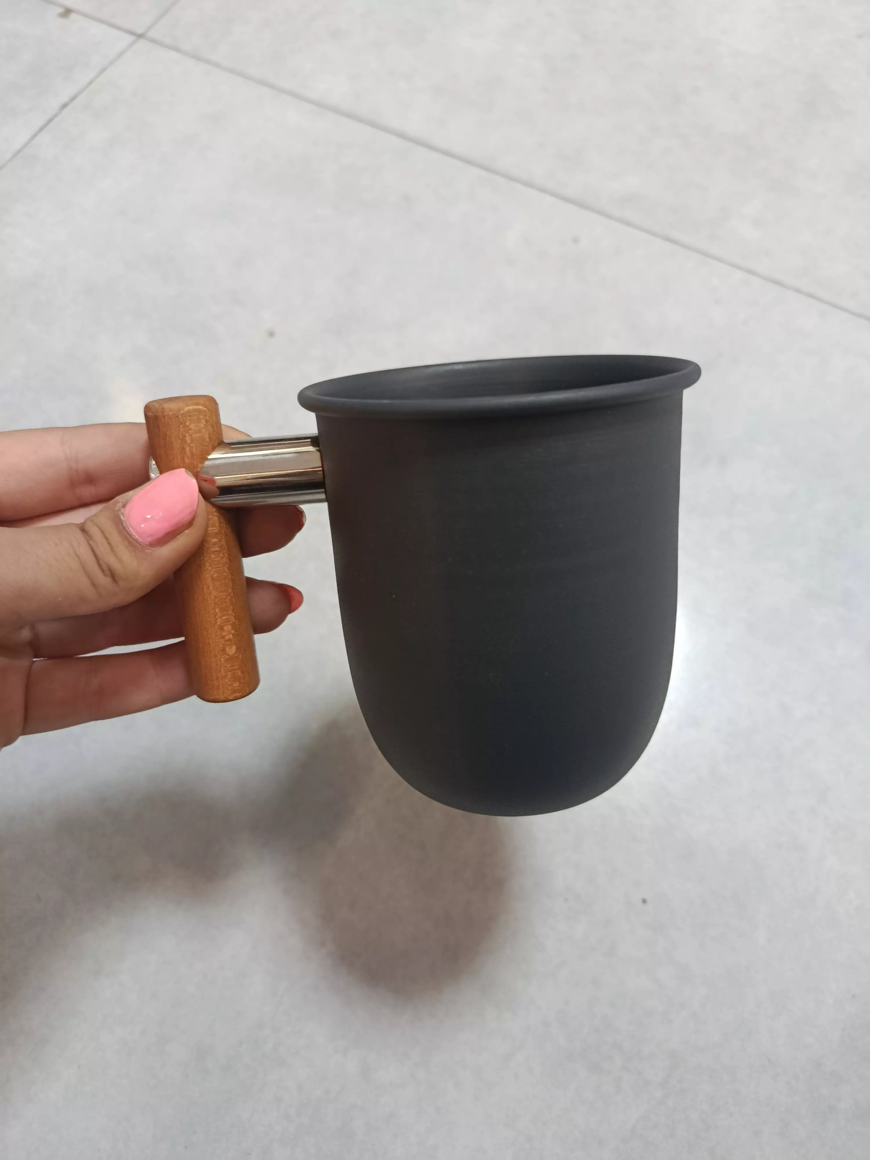ماگ فلزی دسته چوبی 350 میل