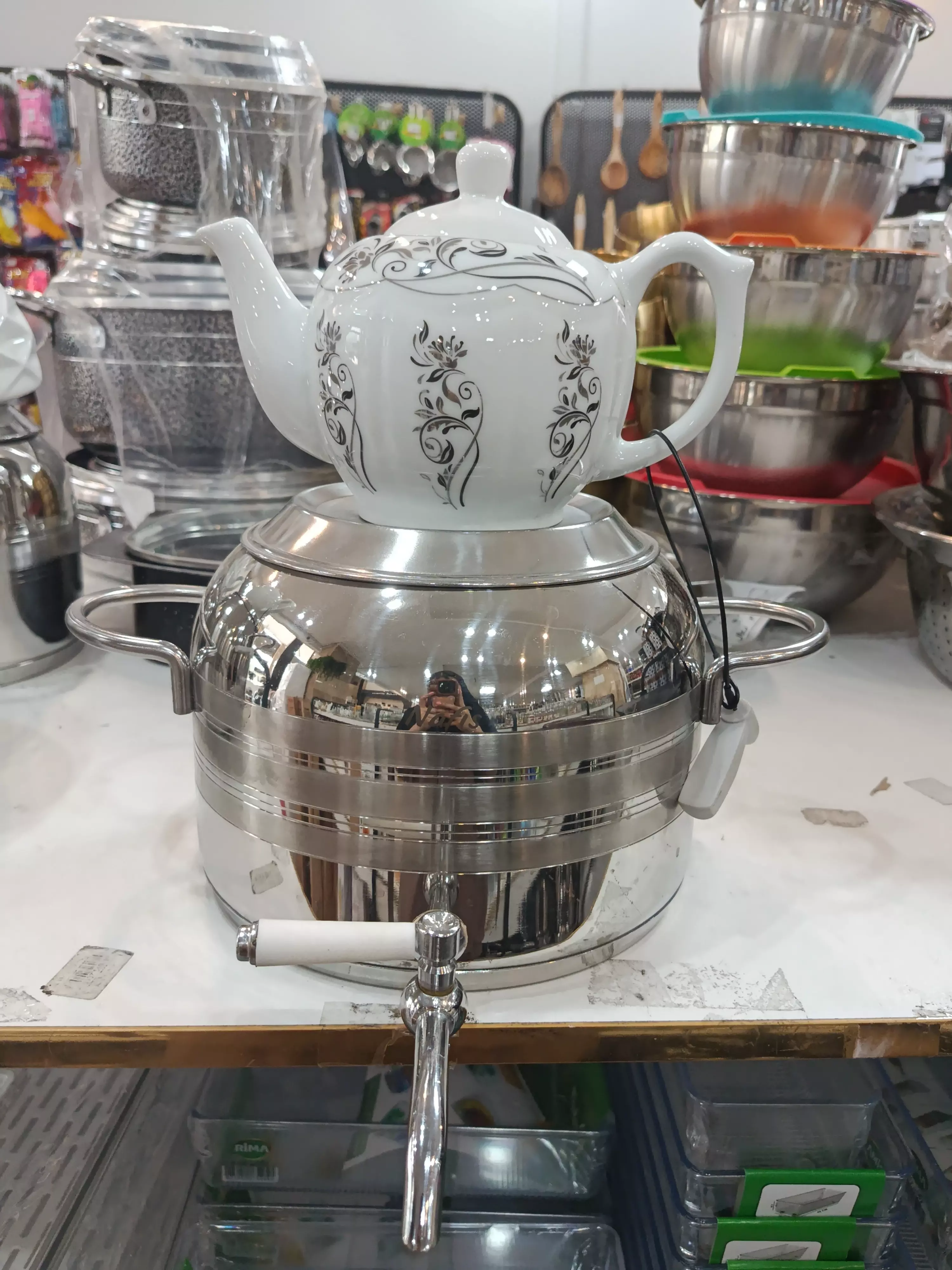 کتری قوری نفیس دسته استیل