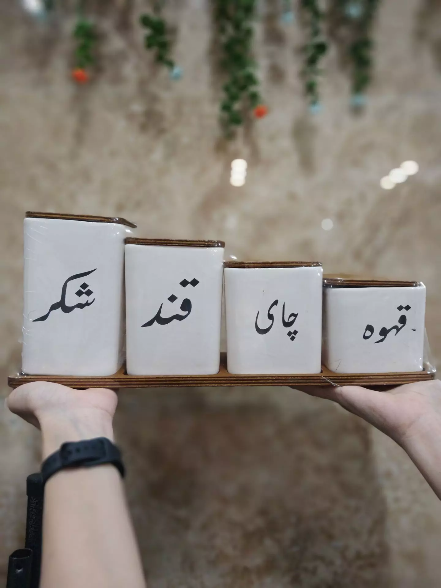 پا سماوری 4 گوش درب چوب