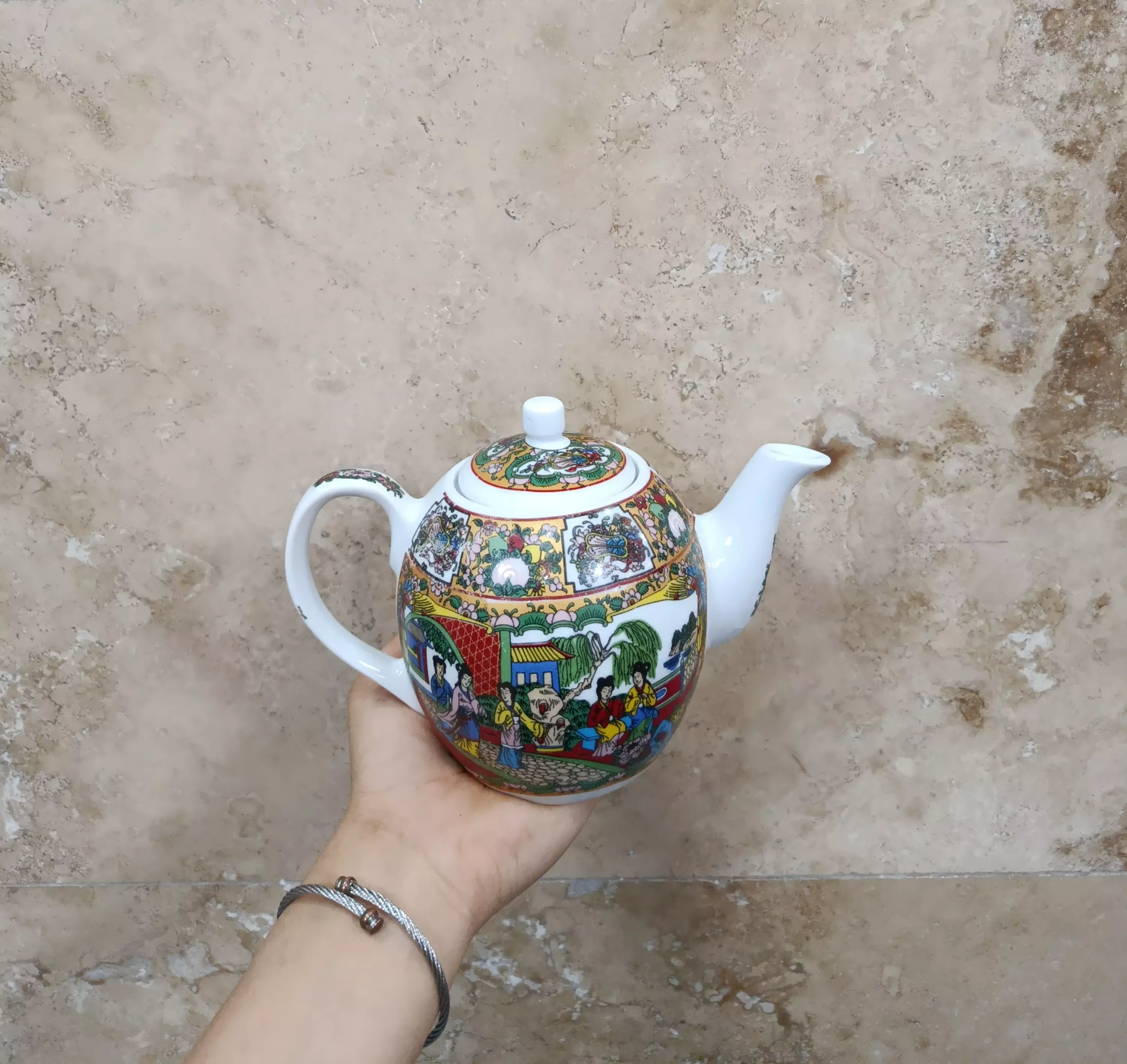 قوری چین گلدار تکی کوچک