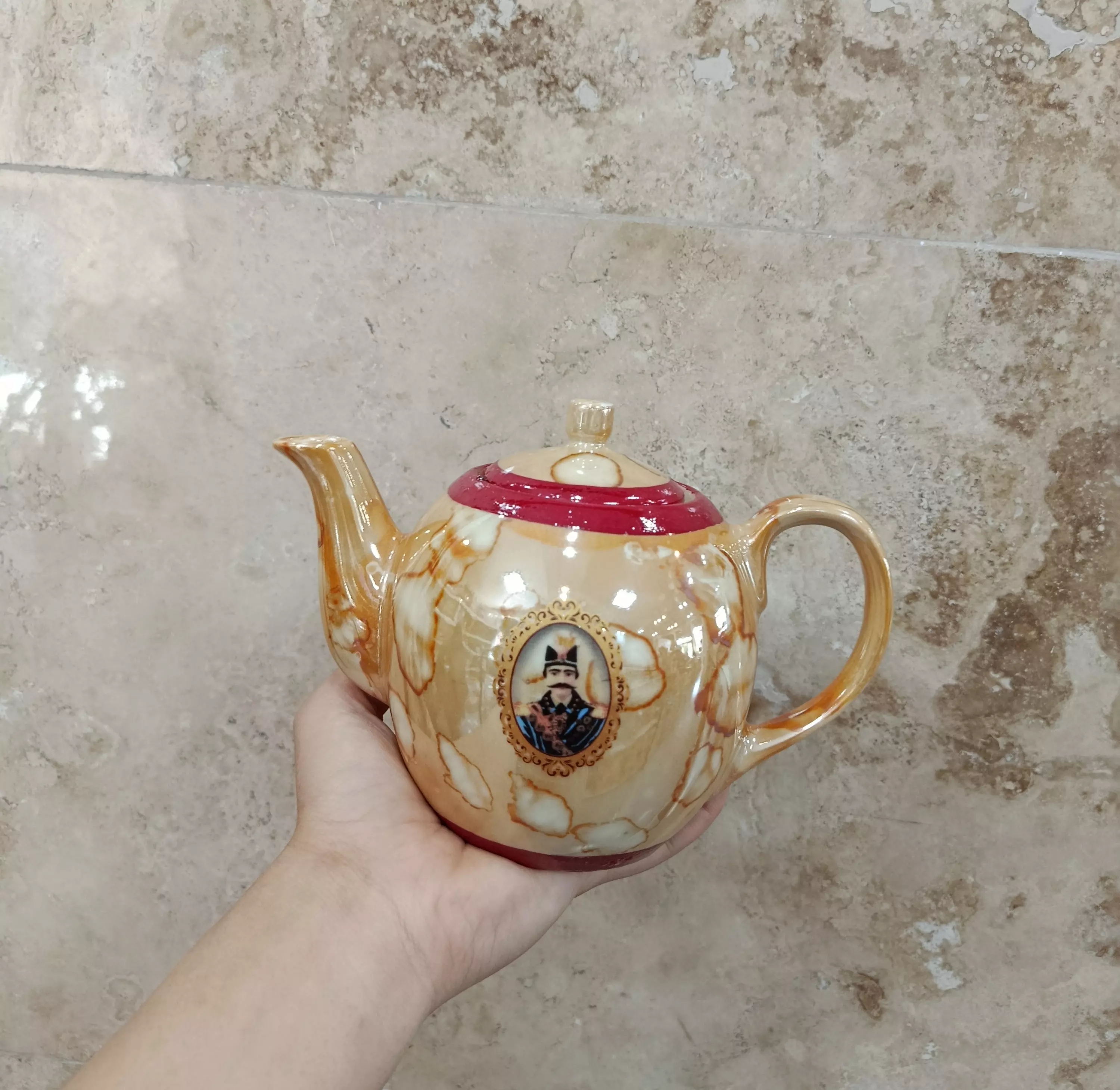قوری چینی گلدار تکی کوچک