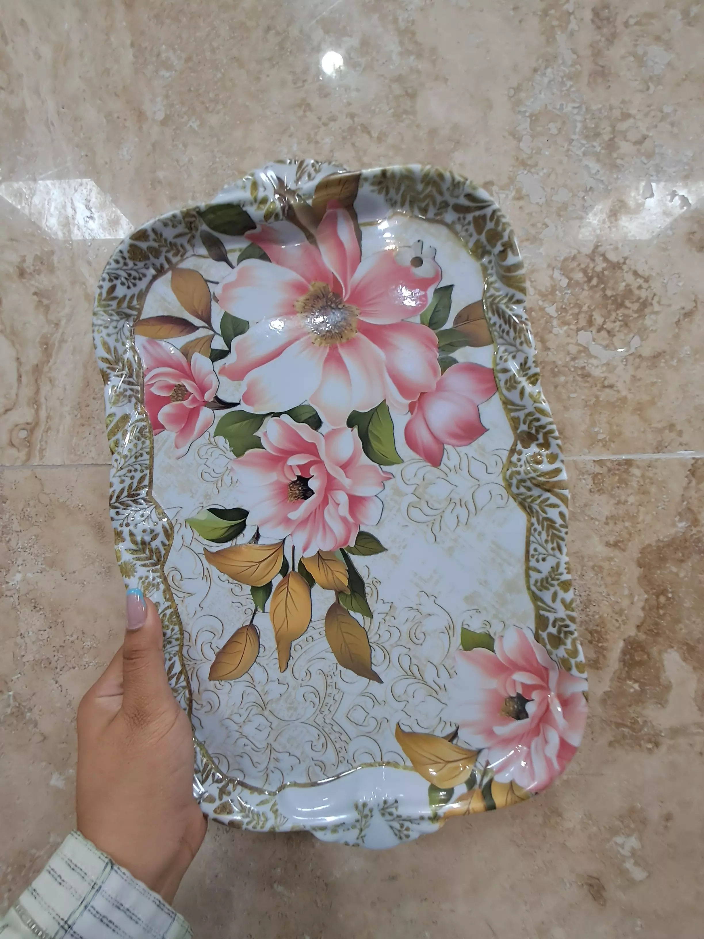 سینی ملامین بزرگ گلدار