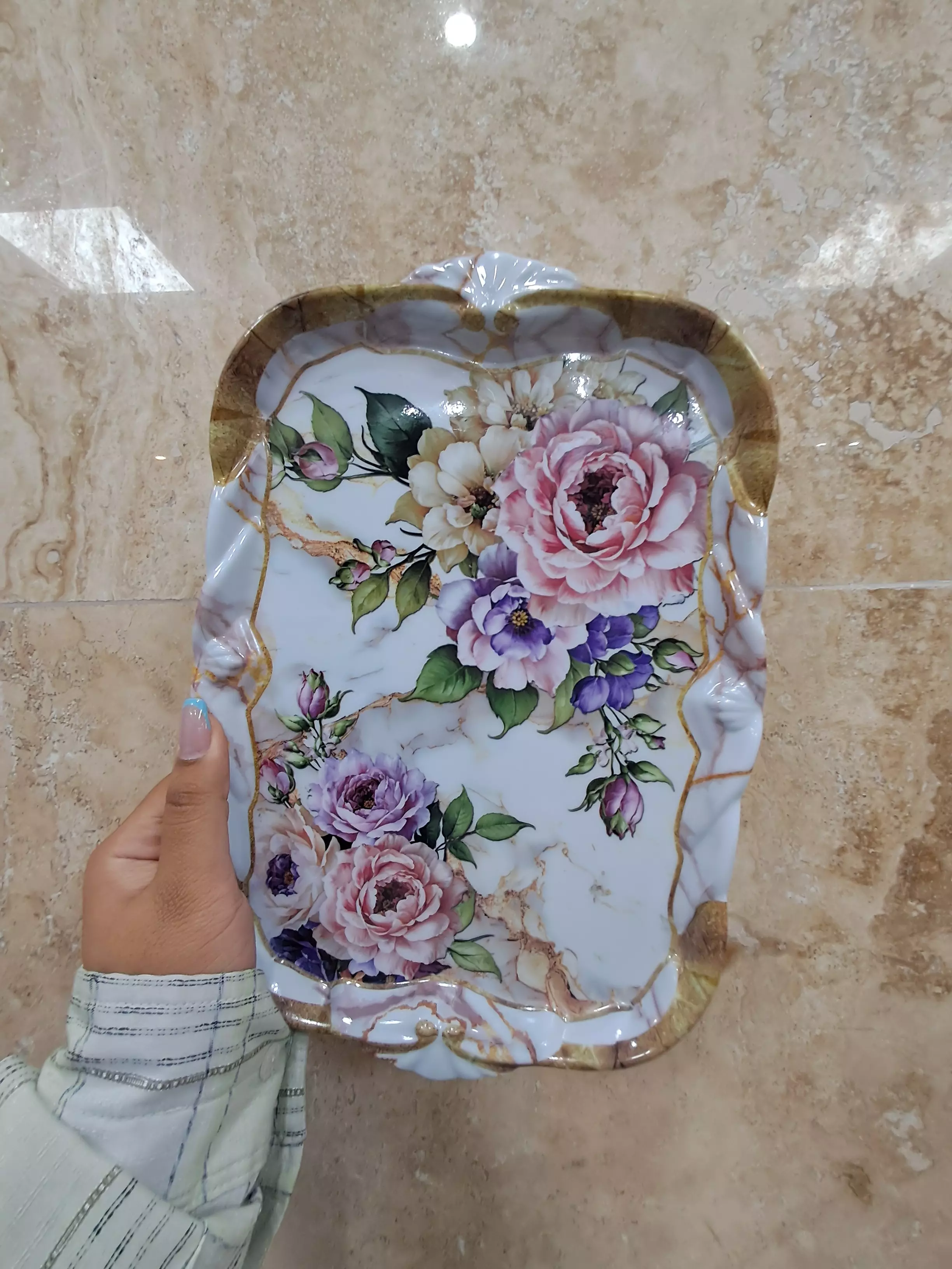 سینی ملامین کوچیک گلدار