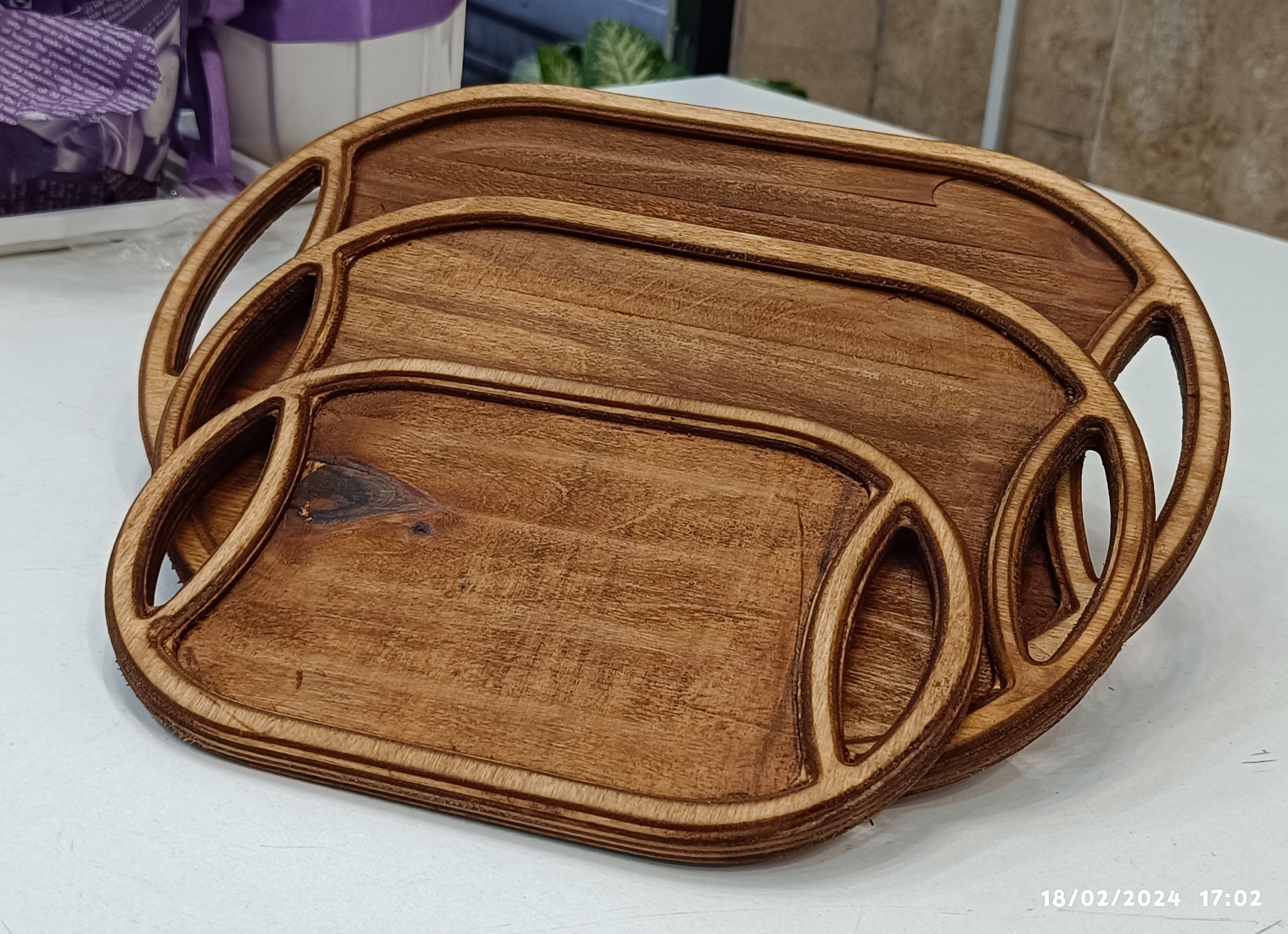 سینی پذیرایی سه تیکه دسته دار