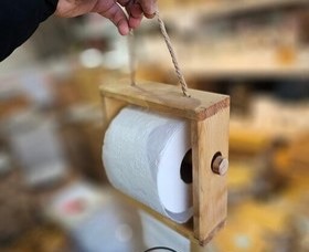 جا دستمال رولی آویز مربع چوبی