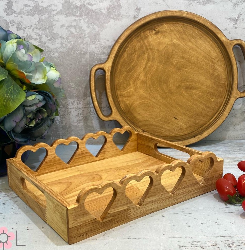 سینی چوبی قلبی کوچک