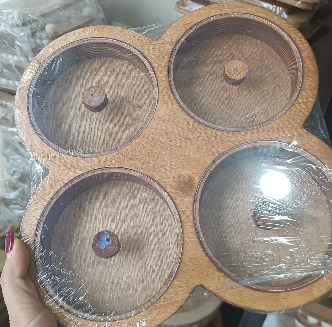 باکس چوبی 4 خونه درب‌دار گرد