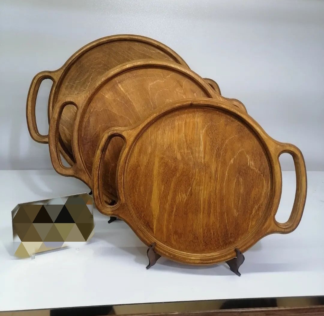 سینی سه تیکه مستطیل گرد دسته دار