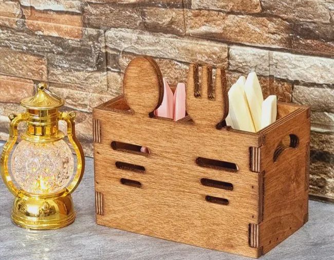 جا قاشقی طرح قاشق چنگال چوبی