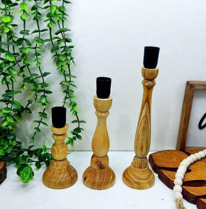 جا شمعی چوبی 3 عددی
