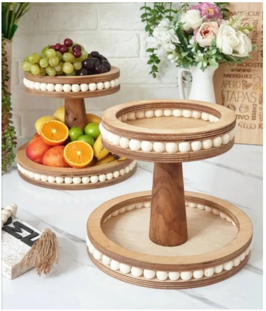شیرینی خوری گرد مهره دار چوبی