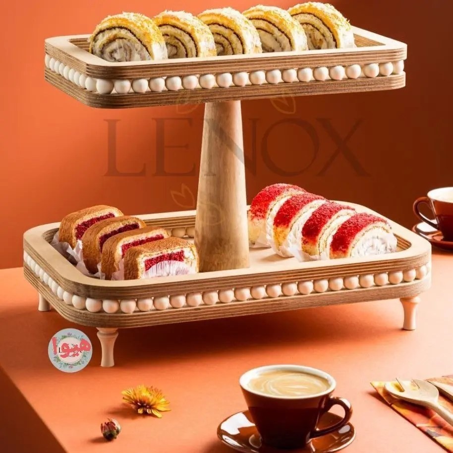 شیرینی خوری مربع مهره دار چوبی