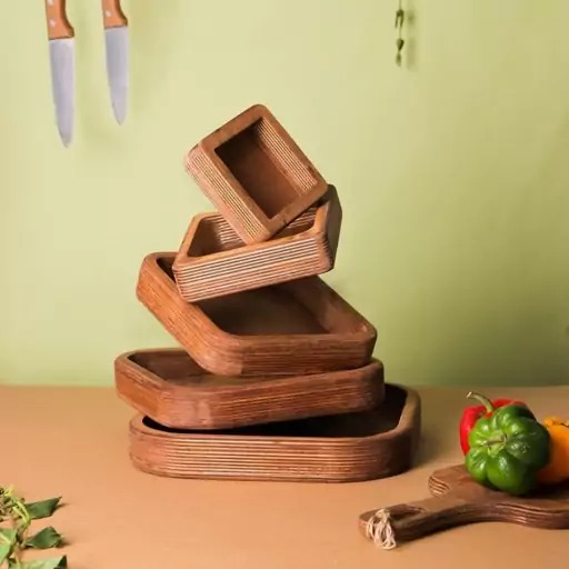 سینی 5 تیکه مربع چوبی