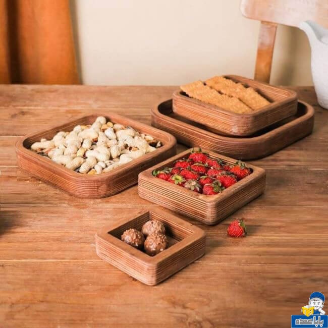 سینی 5 تیکه مربع چوبی